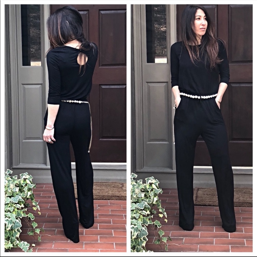 ✨LAST ONE ✨Black wide leg side pocket jumpsuit - Picture 2 of 6